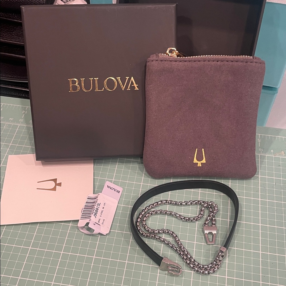 Bulova MEN’S Double Rape ,S.STEEL Black Leather W/Chain Strap. Brand new w/Tag.